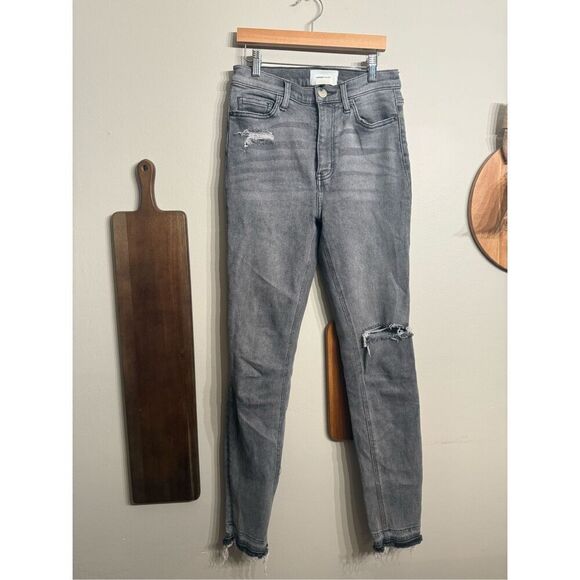 Current Elliott Gray Denim Stretch Distressed Skinny Jeans Medium Wash Size 27 - Picture 1 of 5